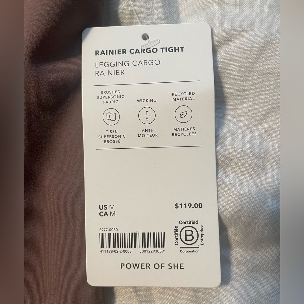 NWT Athleta Rainier Cargo Tight Fleece Lined Leggings in Smoky Rose Pink Sz M - Picture 10 of 10